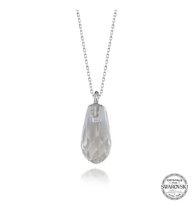 Crystal Taşlı Drop Kesim  925 Ayar Gümüş Kolye