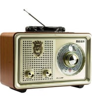 Meier M-110BT Nostaljik Ahşap Bluetooth Fm Kumandalı Radyo Açık ve Koyu Ahşap