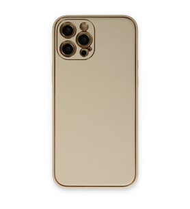 Iphone 12 Kılıf Coco Deri Silikon Kapak - Gold