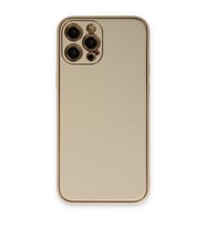 Iphone 12 Kılıf Coco Deri Silikon Kapak - Gold