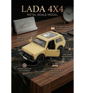 Lada Niva 4x4 Metal Çek Bırak Oyuncak Araba Açılabilir Kapılı Diecast Model Araç 12 cm