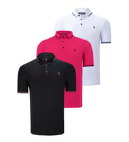 ÜÇLÜ SET T8586 DEWBERRY ERKEK T-SHIRT-SİYAH-BEYAZ-FUŞYA