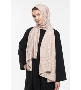 JAKAR Desen Jakarlı Modal Seri Şal Eşarp Askısı ile Birlikte 75x200 cm Krem Vizo