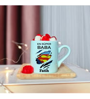 En Süper Baba Tasarımlı Kişiye Özel Yeşil Türk Kahvesi Fincanı