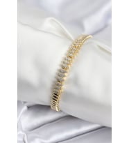Pirinç VIP Seri Gold Renk Zirkon Taşlı Arpa Model Kadın Bileklik 5886 - GLST7382-7925
