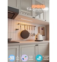 Şerit LED 50cm Tak Çalıştır LED Mutfak Tezgah Aydınlatma - Amber - Adaptörlü, Yerli Üretim
