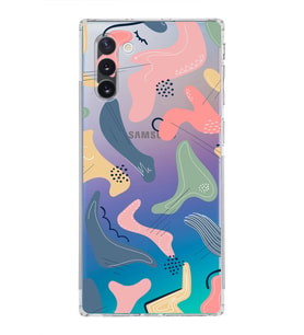 Samsung Galaxy Note 10 Uyumlu Kamera Korumalı Kapak Abstract Tasarımlı  Şeffaf  Kılıf