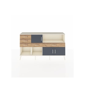 Arges Konsol 2 Raflı 5 Çekmeceli 3 Kapaklı 176x30x99 Aytaşı-Antrasit/Çam
