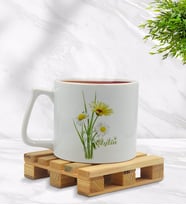 BK Gift Kişiye Özel Papatya Temalı Middle Beyaz Kupa Bardak Model 11