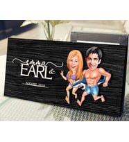 BK Gift Kişiye Özel Sevgililer Karikatürlü Kabartma Figürlü Ahşap Tablo, Duvar Dekoru, Arkadaşa Hediye, Özel Tasarım Ev Hediyesi-8 (Siyah)