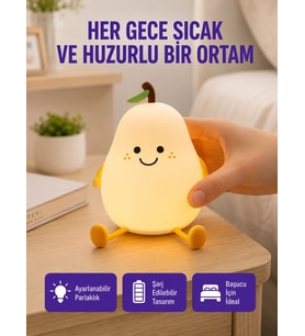 USB Şarjlı Armut Gece Lambası Dokunmatik Renk Değişimli
