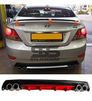 Hyundai Accent Blue Difüzör Arka Tampon Eki 4 Egzoz Çıkışlı Kırmızı Lüx Tip