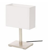 Masa Lambası-Kare Abajur 36 cm Nikelaj Kaplama-Beyaz Renk 8.6 W