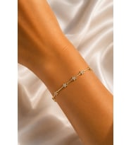 CM Gold Renk Yıldız Model Zirkon Taşlı Pirinç Kadın Bileklik