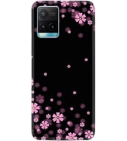 Vivo Y21 Kılıf Resimli Desenli Baskılı Silikon Kılıf Black flowers 1391