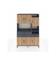 Hyperion Dolap 10 Raflı 3 Çekmeceli 6 Kapaklı 132x44x195 Antrasit-Çam/Antrasit