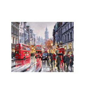 Londrada Yağmur Sticker Çerçeveli 70x90 Sayılarla Boyama Hobi Seti