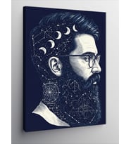 Kanvas Tablo Yıldızlarla Süslenmiş Sakallı Adam