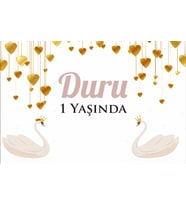Kuğu Temalı Doğum Günü Afişi 50x70 cm