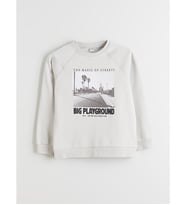 LCW Kids Bej Bisiklet Yaka Erkek Çocuk Sweatshirt