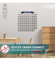 Yüzlük Tablo, Matematik Öğreniyorum, İz Bırakmaz, Yapışkansız Tutunan Akıllı Kağıt Yazı Tahtası