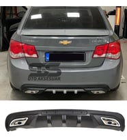 Chevrolet Cruze Difüzör Arka Tampon Eki 2 Egzoz Çıkışlı Siyah