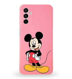 Samsung Galaxy M23 Uyumlu Lansman Kılıf Altı Kapalı İçi Kadife  Mickey Mouse-E Tasarımlı  Kapak (Şeffaf)
