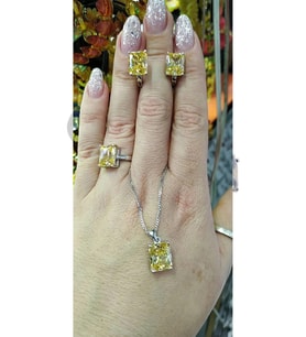 Sarı topaz Taşlı Gümüş Takı Seti