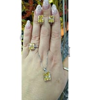 Sarı topaz Taşlı Gümüş Takı Seti