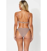 Kadın Bikini Takımı Desteksiz Üçgen Kap Ayarlanabilir Askılı Normal Bel Yan Bağlamalı Simli Örme