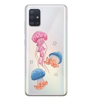 Samsung Galaxy A51 Uyumlu Deniz Anası ve Mantar Tasarımlı Şeffaf Telefon Kılıfı
