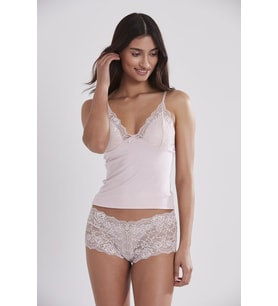 Kadın Dantelli Penye Atlet Külot / Kaşkorse Set - 332 Pudra