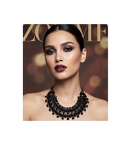 Siyah Zincirli Taşlı Abiye Kolye – Modern Gösterişli Gece Kolyesi
