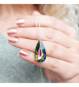Kadın 925 Ayar Gümüş Mistik Swarovski Taşlı Kolye (Gold)