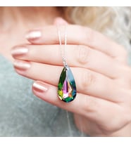 Kadın 925 Ayar Gümüş Mistik Swarovski Taşlı Kolye (Gold)
