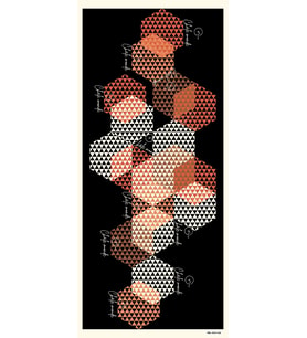 Geometrik Desen Pavia Seri Şal Eşarp Askısı ile Birlikte 90X200 cm Beyaz Siyah T