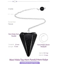 Sertifikalı Mavi Yıldız Taşı Pandül Sarkaç Hem Pandül - Hem Kolye (Çok Renkli)