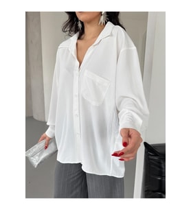 Kadın Flory Ayrobin Oversize Tek Cep Gömlek
