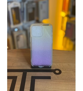 iPhone 13 Pro Uyumlu Parıltılı Desenli Renkli Şeffaf Silikon Kılıf (Pembe - Sarı)