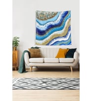 Multirenk Okyanus Mermeri Leke Tutmaz Kadife Kumaş Duvar Örtüsü Duvar Halısı Tapestry (Turkuaz)