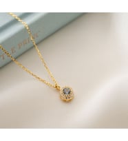 925 Ayar Gümüş Mart Ayı Doğum Taşı ( Aquamarine ) Kolye
