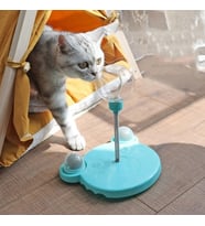 Monozone Eğlenceli Kedi Ödül Maması Dağıtıcı Oyuncak, Sevimli Ayı Şeklinde Sızdıran Yemek Çemberi Topları Yaylı Besleme Oyuncağı,Zihinsel Zenginleştirme İçin Köpek Kedi Yavaş Besleyici Oyuncak Evcil Hayvan Eğitimi Egzersizi ve Kedi Nanesi Topu (Mavi)