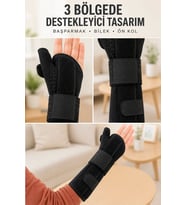 Metal Destekli El Bilekliği Başparmak Destekli Uzun Bilek Ateli Standart Beden