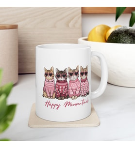 Sevgiliye Eşe Arkadaşa Özel Kediler Happy meoventines Temalı Beyaz Seramik Kupa Bardak
