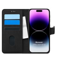 Microsonic Apple iPhone 14 Pro Max Kılıf Fabric Book Wallet Siyah (Siyah)