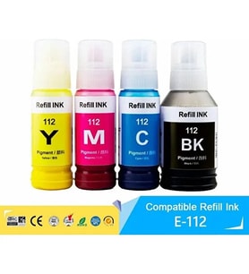 Xplus ® pson 112 Ecotank L15160 1 Set 4 Renk Ithal Muadil Pigmentli Mürekkep Seti Siyah 127 ml - Renkliler 70 ml (Çok Renkli)