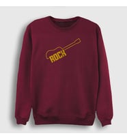 Presmono Unisex Bordo Logo Rock Guitar Sweatshirt 382988tt (Bordo)