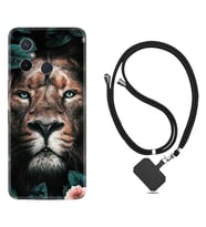 Xiaomi Redmi 12C Kılıf Resimli Boyun Askılı İpli Desenli Silikon Leon Flowers 1307