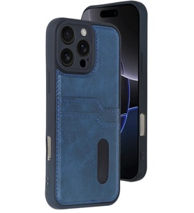 Pilelistore   iPhone 16 Pro Kılıf Sara Kartvizitli Deri Kılıf - Lacivert
