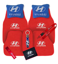 Hyundai Nakışlı 5 Parça Kırmızı Oto Halı Paspas  Hyundai Mavi Polar Araç Yastık & Oto Aksesuar